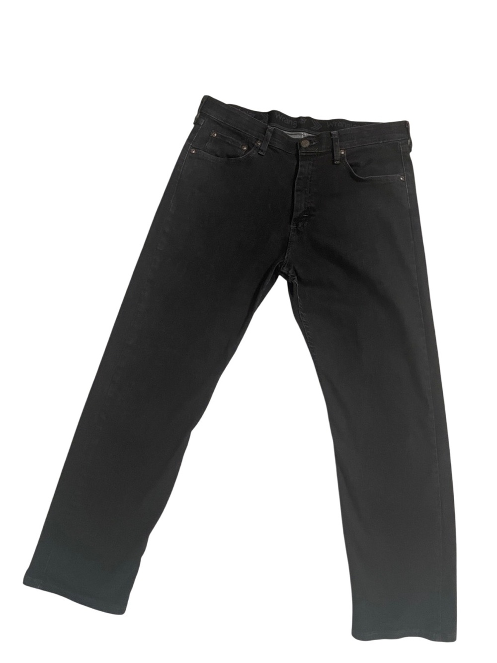 Wrangler Mens 32x30 Relaxed Fit Black Comfort Stretch Jeans Premium EUC